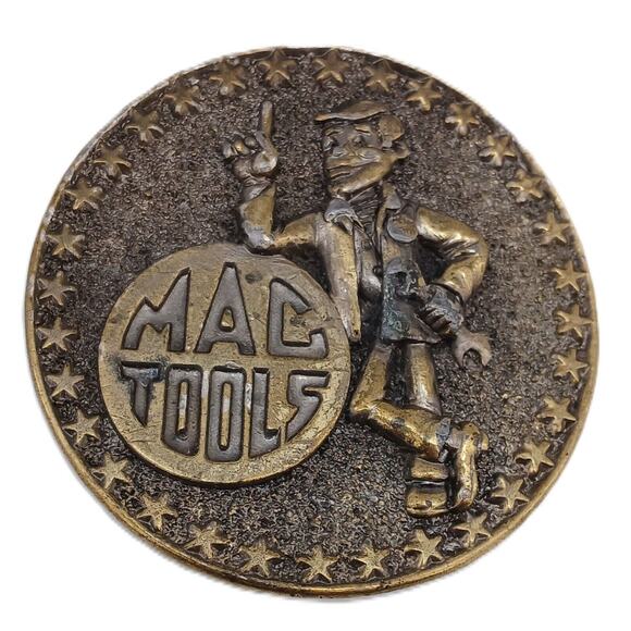 Rare Vintage Mac Tools Limited Edition Men’s Belt Buckle Solid Brass With Stars - Picture 1 of 8